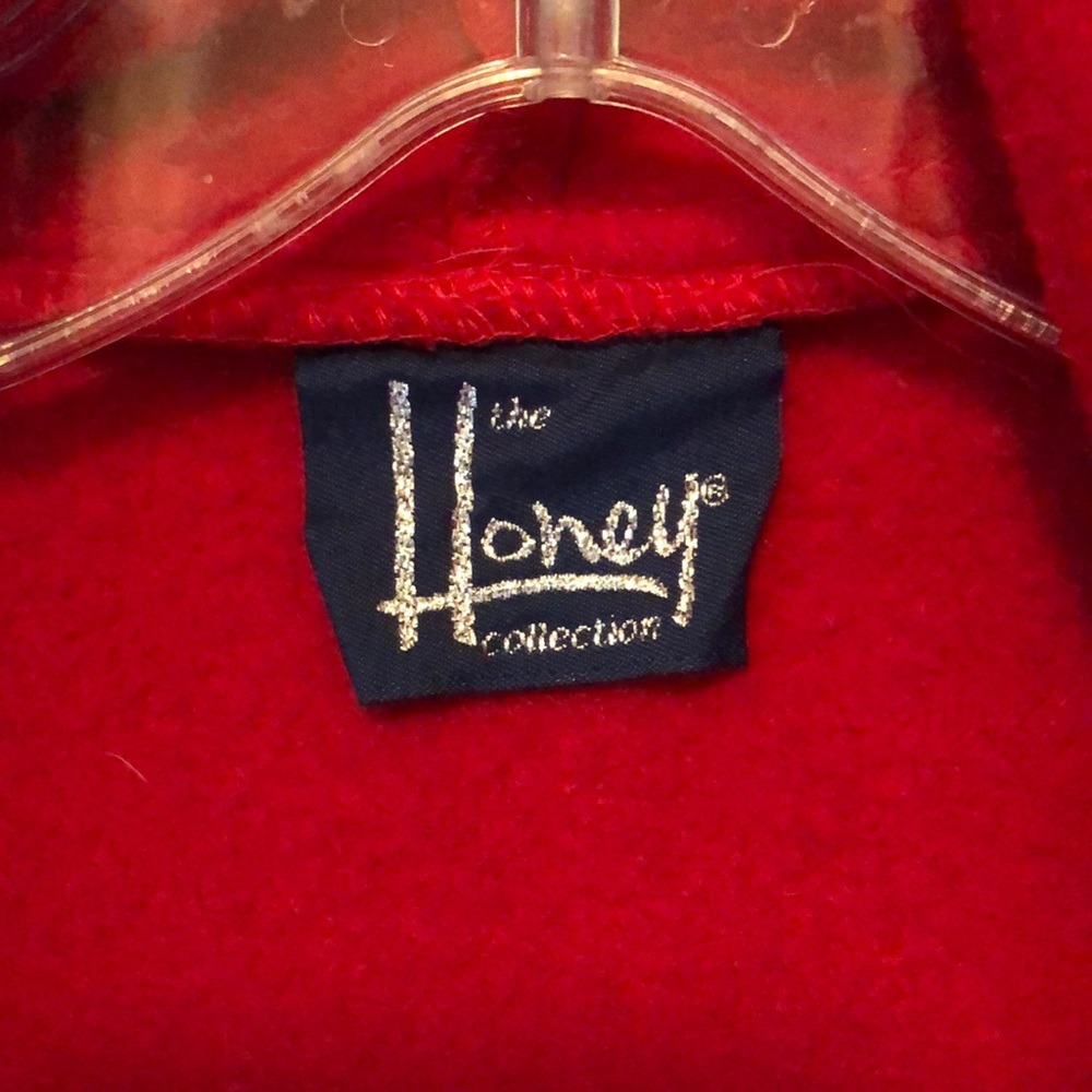 Beautiful bright red fleece cap with hood.